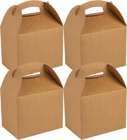 Bio Tek 10 x 7 x 8 Inch Gable Boxes For Party Favors, 25 Durable Barn Boxes - With Built-In Handle, Greaseproof, Kraft Paper Gable Boxes, For Birthday Parties And Weddings - Restaurantware in Saudi Arabia