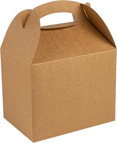 Bio Tek 10 x 7 x 8 Inch Gable Boxes For Party Favors, 25 Durable Barn Boxes - With Built-In Handle, Greaseproof, Kraft Paper Gable Boxes, For Birthday Parties And Weddings - Restaurantware in Saudi Arabia