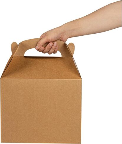 Bio Tek 10 x 7 x 8 Inch Gable Boxes For Party Favors, 25 Durable Barn Boxes - With Built-In Handle, Greaseproof, Kraft Paper Gable Boxes, For Birthday Parties And Weddings - Restaurantware in Saudi Arabia