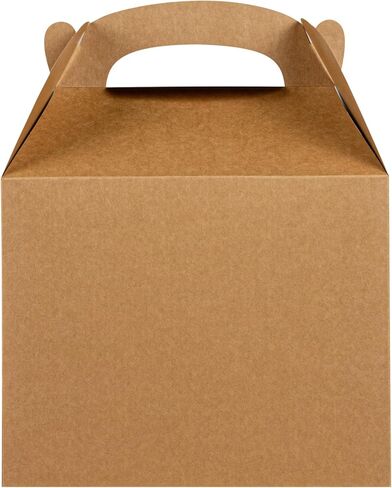 Bio Tek 10 x 7 x 8 Inch Gable Boxes For Party Favors, 25 Durable Barn Boxes - With Built-In Handle, Greaseproof, Kraft Paper Gable Boxes, For Birthday Parties And Weddings - Restaurantware in Saudi Arabia
