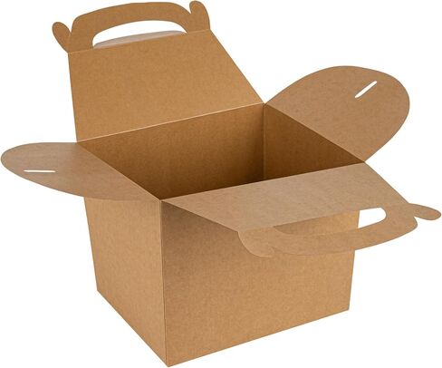 Bio Tek 10 x 7 x 8 Inch Gable Boxes For Party Favors, 25 Durable Barn Boxes - With Built-In Handle, Greaseproof, Kraft Paper Gable Boxes, For Birthday Parties And Weddings - Restaurantware in Saudi Arabia