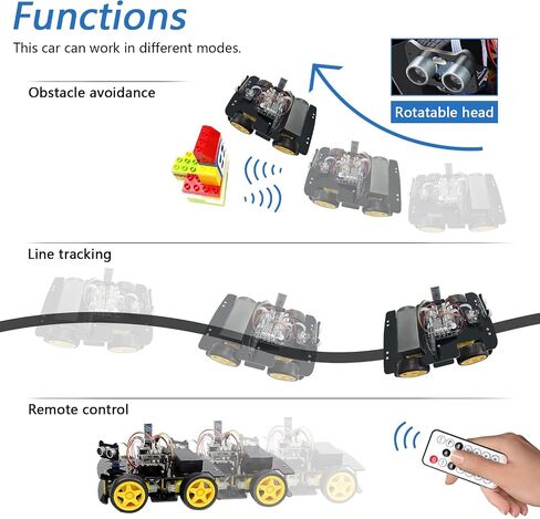 Freenove 4WD Car Kit with Remote (Compatible with Arduino IDE), Line Tracking, Obstacle Avoidance, Ultrasonic Sensor, Wireless Control Motor Servo in Saudi Arabia