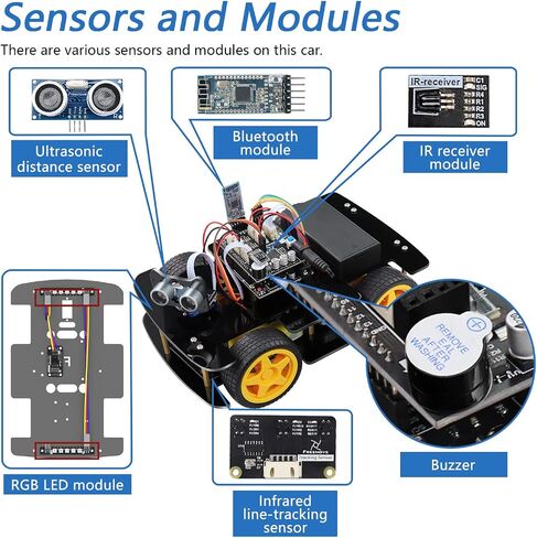 Freenove 4WD Car Kit with Remote (Compatible with Arduino IDE), Line Tracking, Obstacle Avoidance, Ultrasonic Sensor, Wireless Control Motor Servo in Saudi Arabia