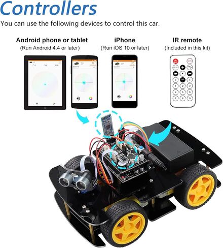 Freenove 4WD Car Kit with Remote (Compatible with Arduino IDE), Line Tracking, Obstacle Avoidance, Ultrasonic Sensor, Wireless Control Motor Servo in Saudi Arabia