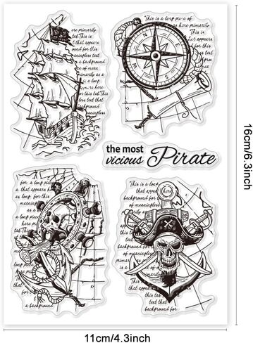 GLOBLELAND Vintage Navigation Clear Stamps for DIY Scrapbooking Retro Pirate Sailboat Silicone Clear Stamp Seals Transparent Stamps for Cards Making Photo Album Journal Home Decoration in Saudi Arabia