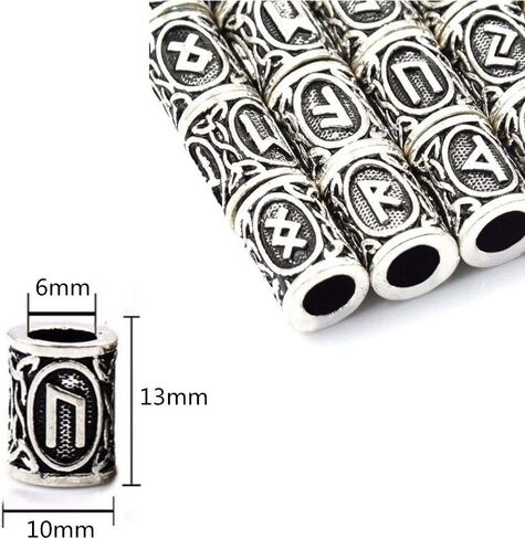 24 قطعة من قلادة الفايكينج رون من الخرز الإسكندالية قلادة لسوار قلادة قلادة اللحية دريدلوكس الشعر DIY سوار مجوهرات المعلقات (فضي) in Kuwait