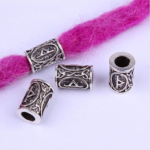 24 قطعة من قلادة الفايكينج رون من الخرز الإسكندالية قلادة لسوار قلادة قلادة اللحية دريدلوكس الشعر DIY سوار مجوهرات المعلقات (فضي) in Kuwait