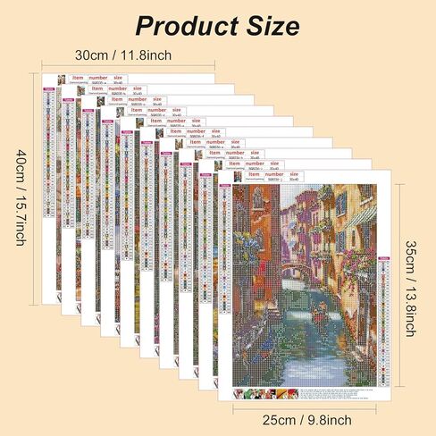 Stalente Diamond Painting Kits for Adults, 10 Pack 5D Diamond Art Kits for Beginners Round Full Drill Diamond Painting for Home Wall Decoration Gift 12×16inch, Street Landscape in Kuwait