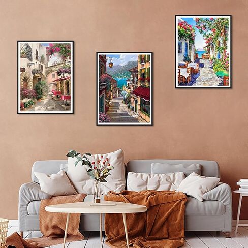 Stalente Diamond Painting Kits for Adults, 10 Pack 5D Diamond Art Kits for Beginners Round Full Drill Diamond Painting for Home Wall Decoration Gift 12×16inch, Street Landscape in Kuwait