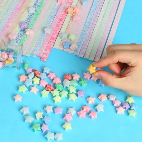 CCINEE 840 Sheet Luminous Origami Star Paper Strips, Glow in the Dark DIY Handmade Crafts Origami Lucky Star Paper, 4 Styles 40 Colors in Saudi Arabia