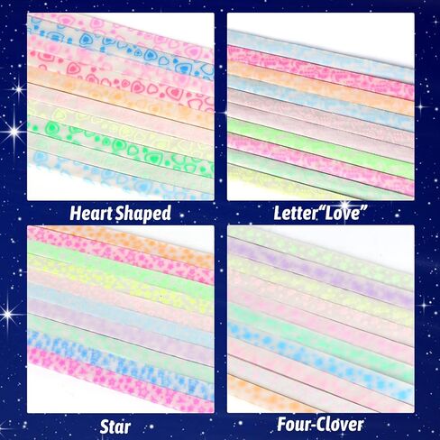 CCINEE 840 Sheet Luminous Origami Star Paper Strips, Glow in the Dark DIY Handmade Crafts Origami Lucky Star Paper, 4 Styles 40 Colors in Saudi Arabia