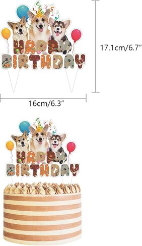 kawaii فصيل كورجي موضوع حفلة عيد ميلاد اللوازم بما في ذلك راية البالونات كعكة القبعات العالية كب كيك، فروي لطيف فصيل كورجي الكلب حزب الزينة للأطفال البالغين المراهقين الكلب عشاق حفلة عيد ميلاد in Kuwait