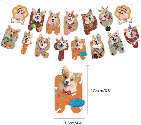 kawaii فصيل كورجي موضوع حفلة عيد ميلاد اللوازم بما في ذلك راية البالونات كعكة القبعات العالية كب كيك، فروي لطيف فصيل كورجي الكلب حزب الزينة للأطفال البالغين المراهقين الكلب عشاق حفلة عيد ميلاد in Kuwait