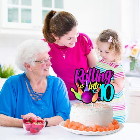 بريق البولينج الكرة كعكة توبر يهتف البولينج المتداول في 10 موضوع الزينة بنين بنات سعيد 10th عيد ميلاد حزب ديكور لوازم in Kuwait