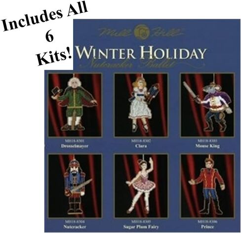 Nutcracker Ballet Mill Hill Beaded Counted Cross Stitch Kits (2008) Set of 6, Plus Decorative Needleworker Magnet in Saudi Arabia