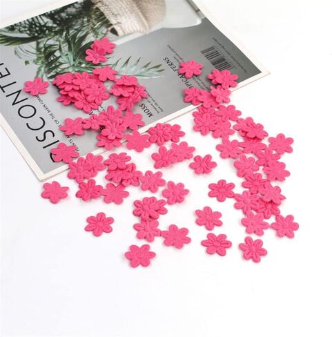 100pcs Artificial Flowers Felt Cloth Five-PetalFlower Embossing Fake Flower for Wedding Home Decor DIY Scrapbooking Wreath Lore (Blue) in Kuwait