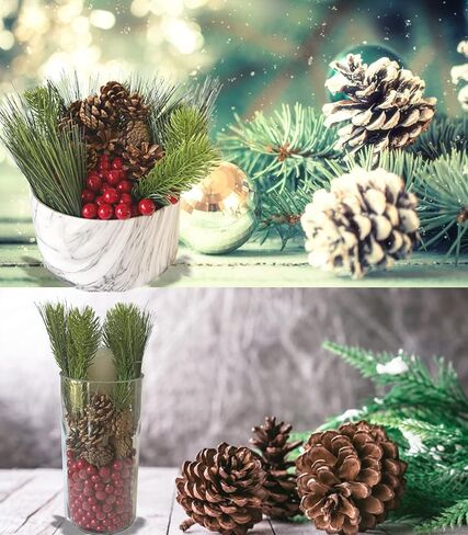 سيجوبي مزهرية عيد الميلاد حشو حشو اللؤلؤ العائم مخاريط الصنوبر لتزيين كرات التوت الأحمر الاصطناعي إبر الصنوبر الصناعي تزيين الفروع وحشو الأوعية المزخرفة للقطع المركزية... in Kuwait