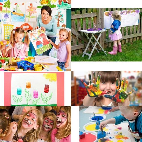 مجموعة أدوات الرسم من Fycooler - فرش طلاء بدون أكواب طلاء مانعة للتسرب، فرش طلاء للأطفال الصغار، فرش طلاء سمين كبيرة مستديرة ومسطحة، فرش طلاء لمرحلة ما قبل المدرسة للطلاء الأكريليك القابل للغسل - 46 قطعة in Kuwait