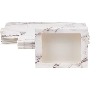 BENECREAT 30 Packs 5x3x0.6 Inches Kraft Paper Bakery Box with Clear PVC Window Pastry Gift Box for Candy, Cookies and Other Handicrafts