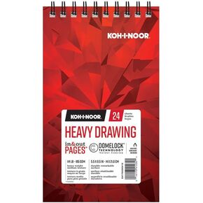 Koh-I-Noor Heavy Drawing White Paper Pad with In and Out Pages, 114 lb./185 GSM, 5.5 x 8.5", Top Wire-Bound, 24 Sheets per Pad (26170200412) in Saudi Arabia