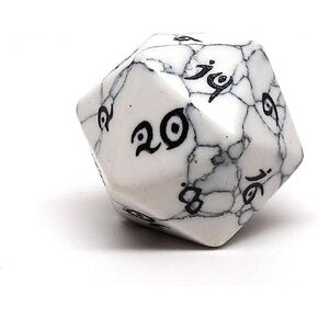 Single D20 Semi Precious Stone Dice with Elvenkind Font (Red Tiger's Eye)