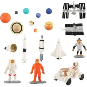 19 قطعة من تمثال رائد فضاء وكواكب النظام الشمسي ومكوك الفضاء لاستكشاف الفضاء، مجموعات للتزيين بنفسك، هدايا عيد الميلاد، زينة الكيك وهدايا الحفلات in Kuwait