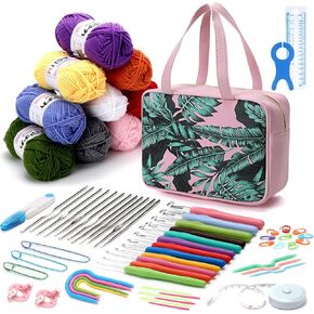 ACETOP 67 Pcs Crochet Hooks Set Crochet Kit with Portable Storage Bag Includes Yarn, Knitting Needles, Ergonomic Crochet Hook Accessories and Supplies, Crochet Gifts Starter Kit for Beginners Adult in Kuwait