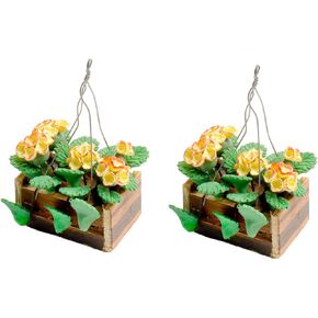 2 قطعة 1:12 نباتات مصغرة مصغرة نبات بونساي زهرة اصطناعية خضراء بوعاء نموذج لتزيين المنزل الصغير in Kuwait