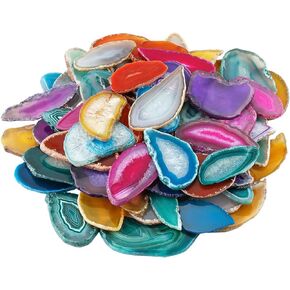 mookaitedecor Polished Agate Light Table Slices,Geode Agate Slab Cards Pack of 12