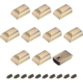 uxcell 10Pcs Metal Zipper Stoppers, Rectangle Pull Top Ends Tail Clip Replacement with Screw for DIY Crafts, Bag, Luggage, Light Golden