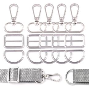 noyin قوس قزح مشبك دوار بخطافات - 20/25 مم خطاف دوار مع حلقات D مجموعة مشبك منزلق للمحافظ سلسلة المفاتيح الحبل 5 مجموعة (1 بوصة، فضي) in Kuwait