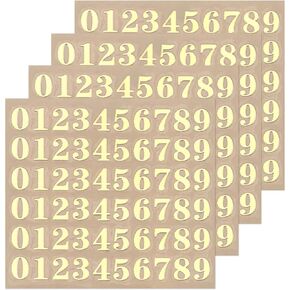 MECCANIXITY 4 Sheets Number Resin Stickers 3D Small 0 to 9 Gold Mini Number Sticker Metallic Glitter Alloy for Resin Nail Scrapbooking 3mm