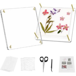 تايتي مجموعة ضغط زهور احترافية كبيرة من الاكريليك مكونة من 6 طبقات للكبار، مجموعة حفظ النباتات سريعة الجفاف مع شنطة تخزين، هدية للمبتدئين ومحبي الحرف اليدوية 10×10 انش in Kuwait