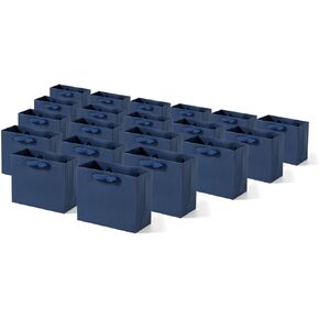 Sdootjewelry Blue Navy Gift Bag with Handles 8.7×3.9×7.1'' Kraft Paper Bags 20 Pack Heavy Duty Shopping Bags Matte Paper Party/ Shopping/ Merchandise Bags