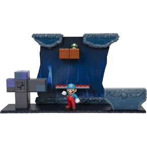 SUPER MARIO Underground playset with Ice Mario Action Figure Includes 2 Interactive Environment Pieces , Green