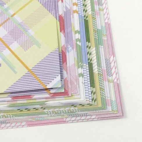 24 Sheet Spring Buffalo Plaid Pattern Paper Pack Easter Scrapbook Specialty Paper Double-Sided Decorative Craft Paper for Easter Spring Wedding Anniversary DIY Scrapbook Card Making Decoration in Saudi Arabia