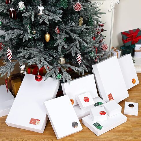 AngelMia 24 PCS Assorted Christmas Shirt Gift Box,4 Sizes White Box with 24 pcs Gift Tag Assorted Shirt Wrap Box Set for Xmas, Holiday, Birthday Party Gift Wrapping or Present Wrap Décor in Saudi Arabia