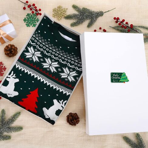 AngelMia 24 PCS Assorted Christmas Shirt Gift Box,4 Sizes White Box with 24 pcs Gift Tag Assorted Shirt Wrap Box Set for Xmas, Holiday, Birthday Party Gift Wrapping or Present Wrap Décor in Saudi Arabia