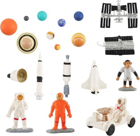 19 قطعة من تمثال رائد فضاء وكواكب النظام الشمسي ومكوك الفضاء لاستكشاف الفضاء، مجموعات للتزيين بنفسك، هدايا عيد الميلاد، زينة الكيك وهدايا الحفلات in Kuwait