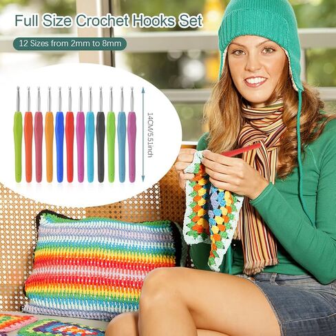 ACETOP 67 Pcs Crochet Hooks Set Crochet Kit with Portable Storage Bag Includes Yarn, Knitting Needles, Ergonomic Crochet Hook Accessories and Supplies, Crochet Gifts Starter Kit for Beginners Adult in Kuwait