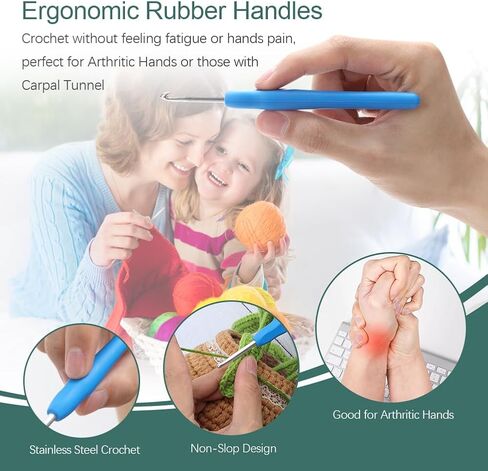 ACETOP 67 Pcs Crochet Hooks Set Crochet Kit with Portable Storage Bag Includes Yarn, Knitting Needles, Ergonomic Crochet Hook Accessories and Supplies, Crochet Gifts Starter Kit for Beginners Adult in Kuwait