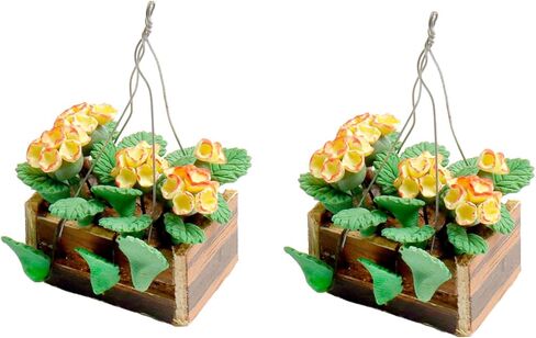 2 قطعة 1:12 نباتات مصغرة مصغرة نبات بونساي زهرة اصطناعية خضراء بوعاء نموذج لتزيين المنزل الصغير in Kuwait