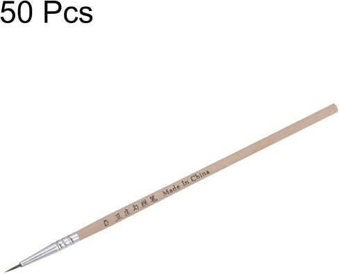HARFINGTON 50pcs Detail Paint Brushes 6mm Pointed Tip 165mm Length Nylon Hair Miniature Painting Brush for Watercolor Oil Acrylic Painting(0#), Black in Saudi Arabia