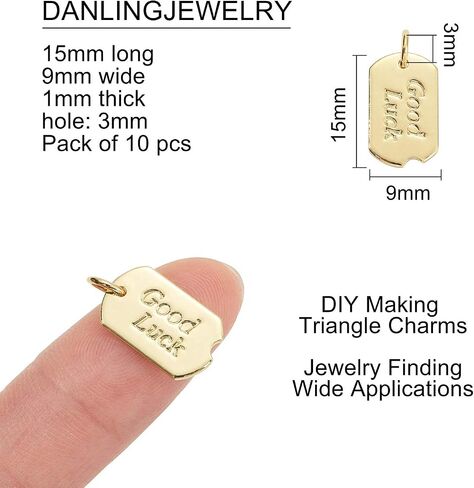 DanLingJewelry 10 قطع نحاس مطلي بالذهب عيار 18 قيراط دلايات على شكل قلب لصنع المجوهرات وقلادة وسوار DIY in Saudi Arabia