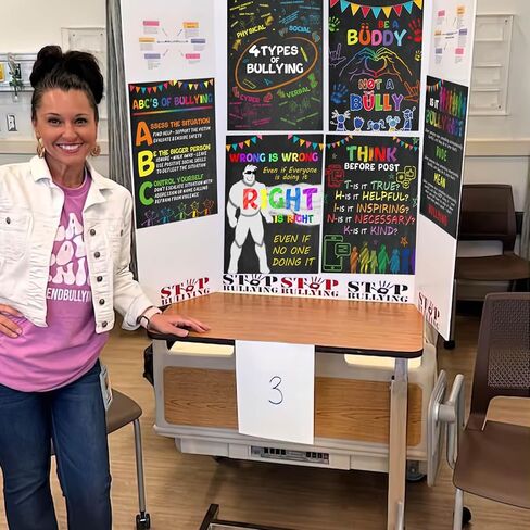 Ulmisfee 6 Pieces Anti Bullying Poster Kit, Classroom Decor, Counselor Office Decor, Educational Classroom Decor,No Bullying Prevention Poster School Office Art in Kuwait