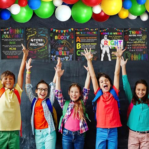 Ulmisfee 6 Pieces Anti Bullying Poster Kit, Classroom Decor, Counselor Office Decor, Educational Classroom Decor,No Bullying Prevention Poster School Office Art in Kuwait
