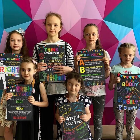 Ulmisfee 6 Pieces Anti Bullying Poster Kit, Classroom Decor, Counselor Office Decor, Educational Classroom Decor,No Bullying Prevention Poster School Office Art in Kuwait
