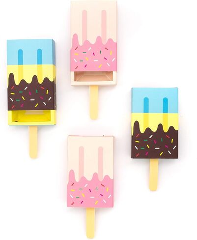 AUEAR, 12 Pack Gift Boxes Popsicle Shape Ice Cream Party Favor Box Mini Candy Folding Paper Box for Decorations in Kuwait