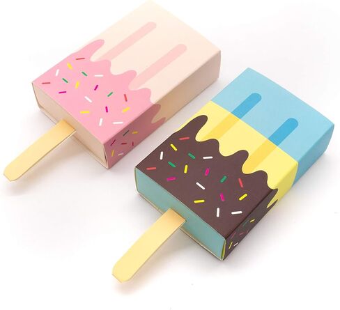 AUEAR, 12 Pack Gift Boxes Popsicle Shape Ice Cream Party Favor Box Mini Candy Folding Paper Box for Decorations in Kuwait