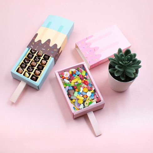 AUEAR, 12 Pack Gift Boxes Popsicle Shape Ice Cream Party Favor Box Mini Candy Folding Paper Box for Decorations in Kuwait
